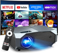 Compatible with Netflix/High Brightness Smart Projector with WiFi 6 and Bluetooth 5.3, 4K Outdoor Movie Projector with Prime Video/YouTube, Portable Proyector Compatible with HDMI/USB/iOS/Android