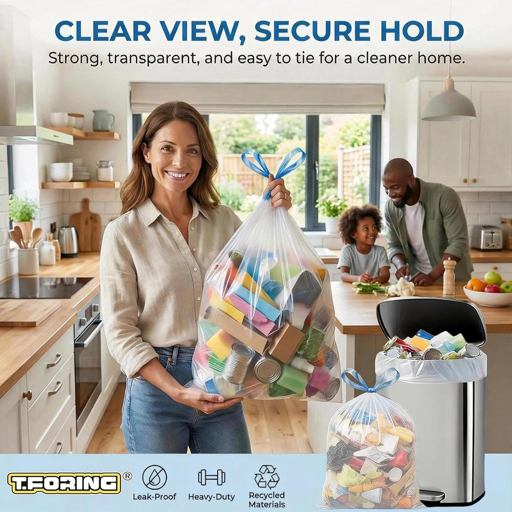 21 Gallon Trash Bags Drawstring 120 Count, 1.7 Mil White Garbage Bags Unscented,Easy-Dispense Roll for Kitchen & Household Use, Code G,79.5 L