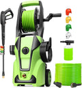 Pressure Washer 5000PSI Adjustable Pressure with 33FT Hose, 4 Nozzle, Power Washer for Home Cars Driveways, Light Green