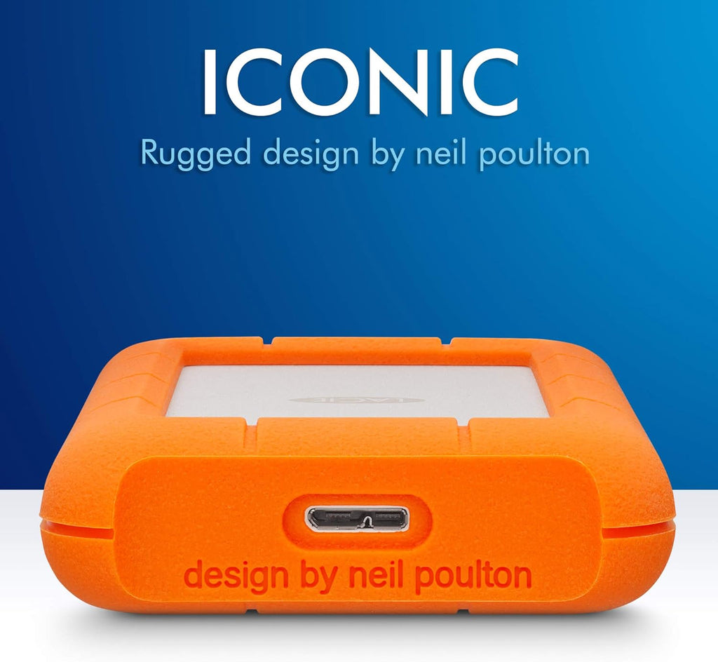 LaCie Rugged Mini, 2TB, 2.5", Portable External Hard Drive, for PC Mac iPad and iPhone, Data Rescue Service (LAC9000298)