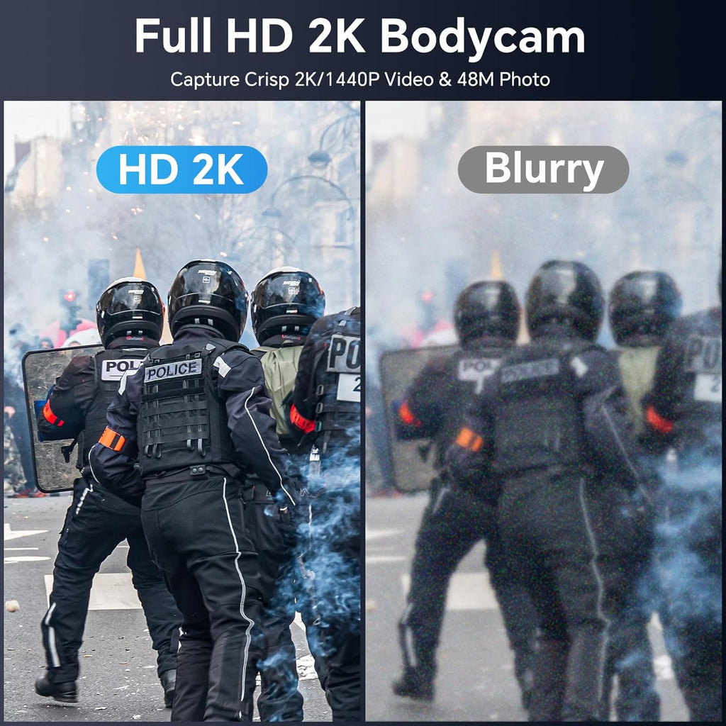 BOBLOV M5 2K Police Body Worn Camera, GPS Enabled &1440P Body Mounted Cam, 128G Body Cam Built-in 4200MAH Battery,12Hrs Record, IP67 Waterproof, Night Vision Law Enforcement with Car Suction Mount