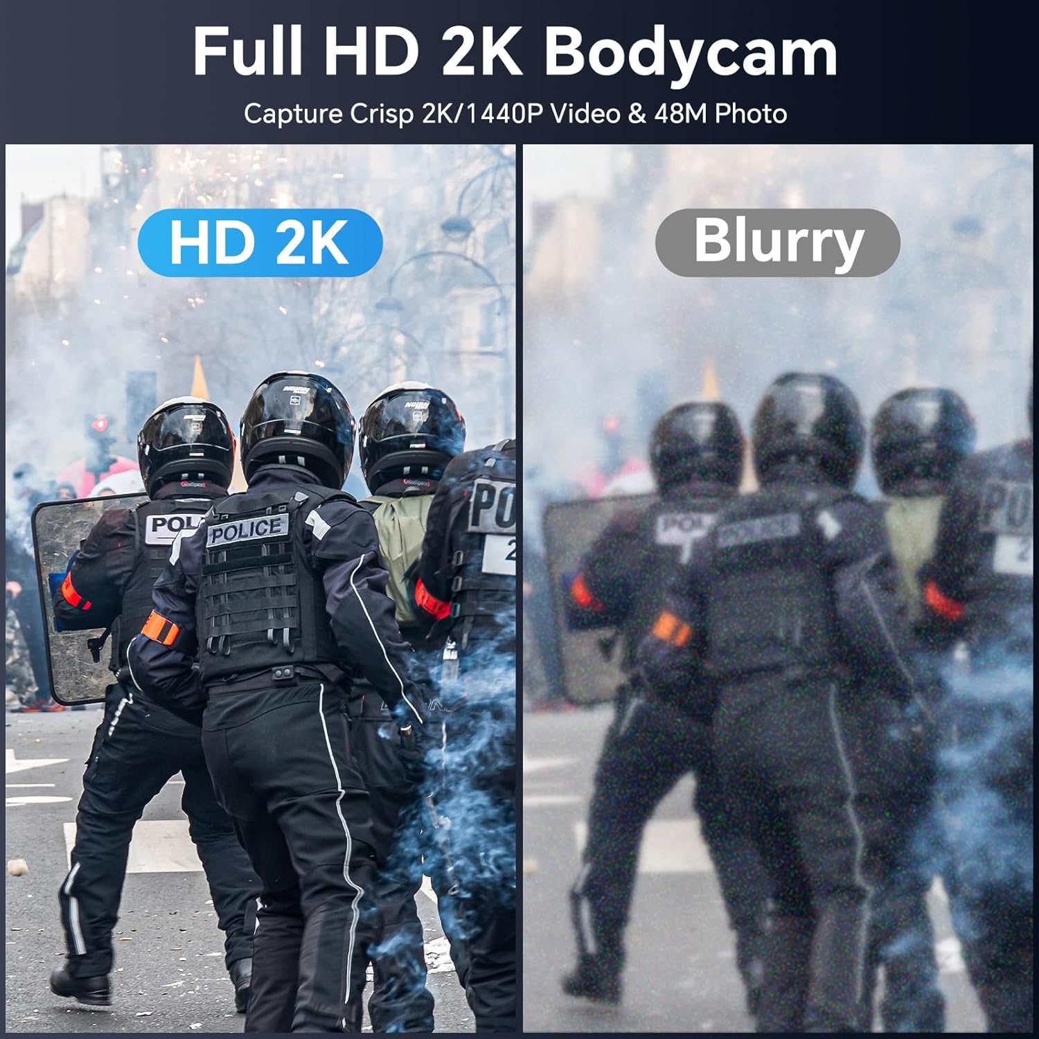 BOBLOV M5 2K Police Body Worn Camera, GPS Enabled &1440P Body Mounted Cam, 128G Body Cam Built-in 4200MAH Battery,12Hrs Record, IP67 Waterproof, Night Vision Law Enforcement with Car Suction Mount