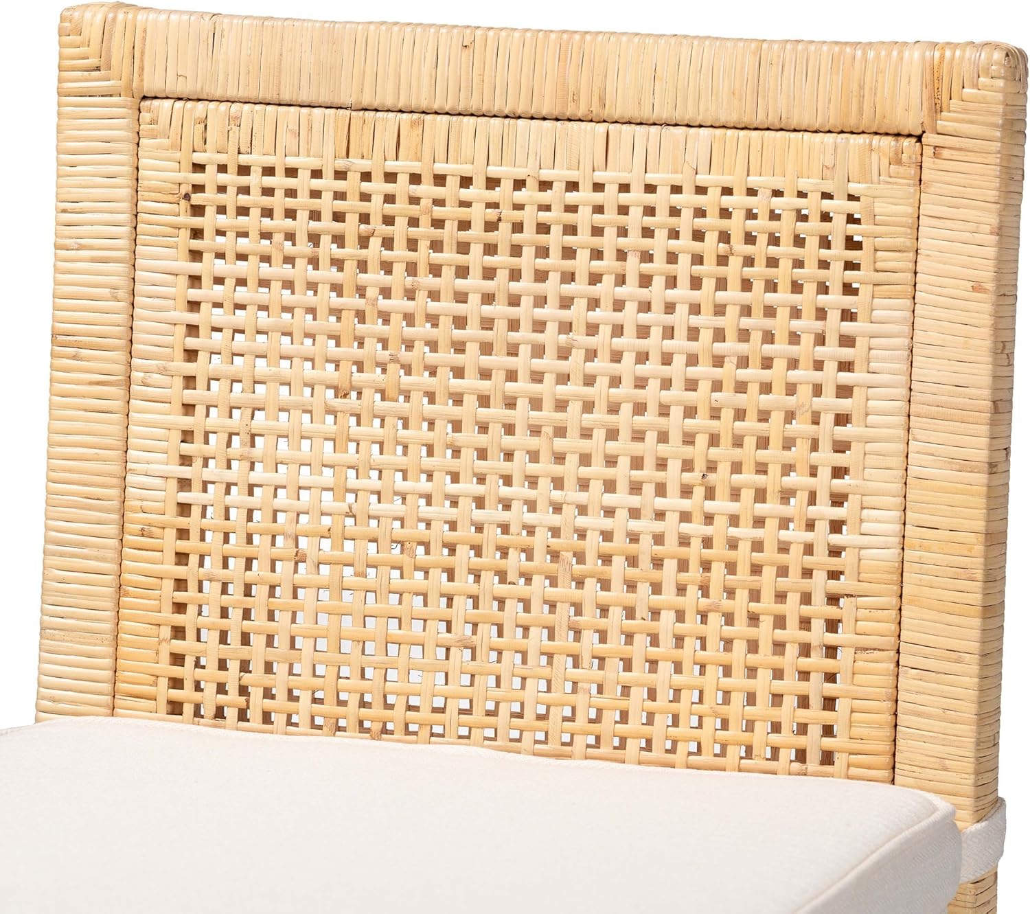 bali & pari Sofia Rattan Counter Stool with Mahogany Wood Frame - Handwoven Wicker Counter Chair with Removable Cushion, Light Honey