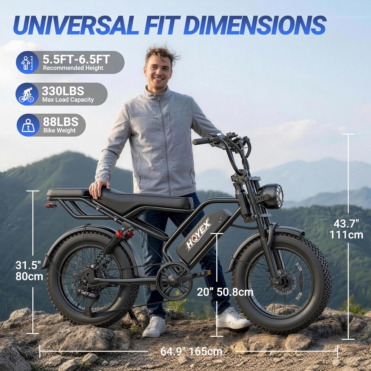Electric Bike for Adults, 1500W Brushless Motor Ebike, 20" Fat Tire Electric Bicycles, 48V 20Ah Battery, 31MPH Top Speed with Dual Suspension E Bikes