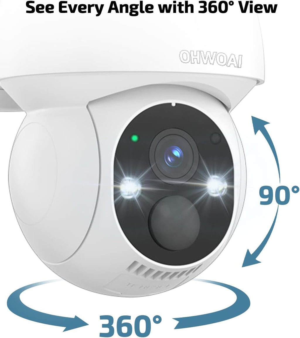 《100% Solar Powered & 2-Way Audio》Outdoor Wireless PTZ Camera System, 4MP Solar Powered Battery Cameras,Home Video Surveillance Systems, Surveillance DVR Kits