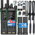 BAOFENG DM32 Ham Radio Handheld DM-32UV Walkie Talkies Long Range with NOAA Emergency Weather | 10W Rechargeable (4PCS Batteries) DM-32 DMR Radio with GPS,USB-C Charging for Survival Gear Hunting