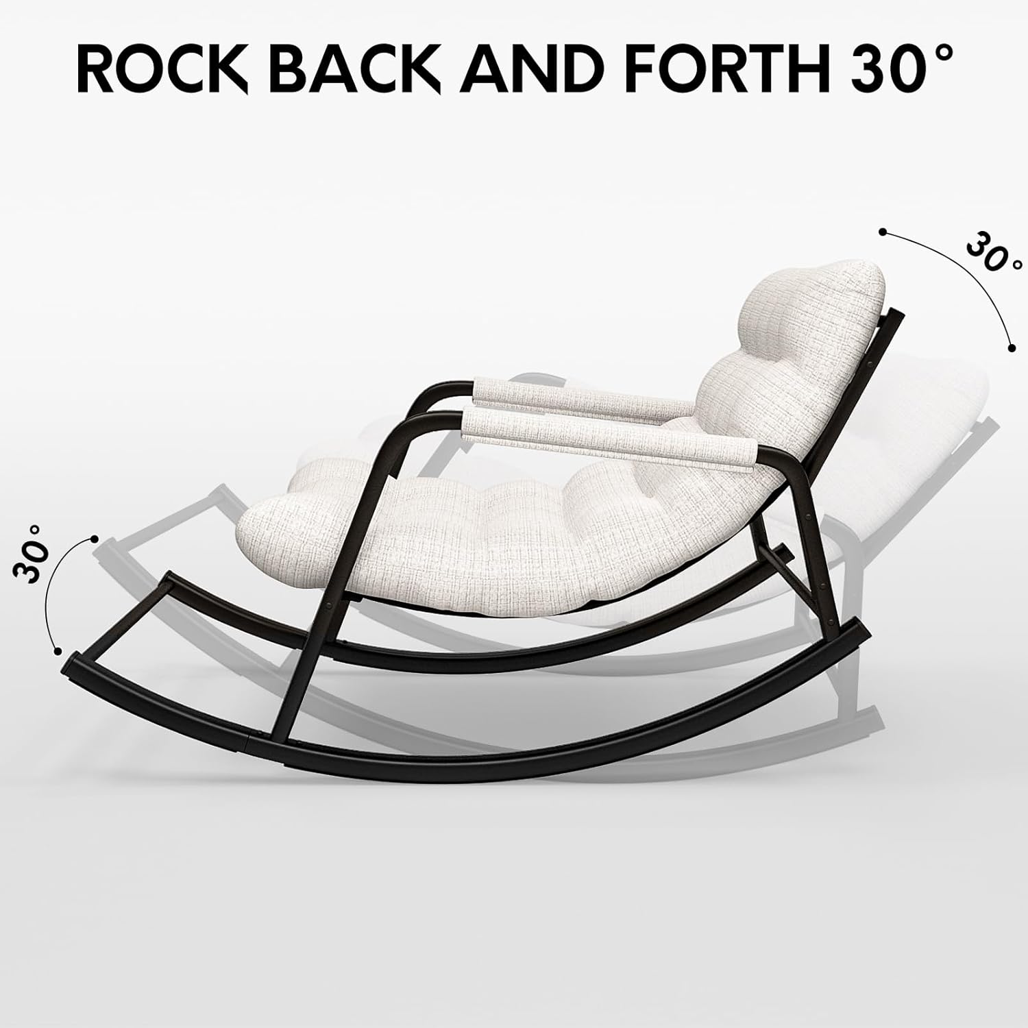 lavimiya Indoor Outdoor Patio Rocking Chairs, Papasan Rocking Chairs, Double Papasan Chair with Cushion, Oversized Modern Rocker Chairs for Living Room, Bedroom, Porch, Garden