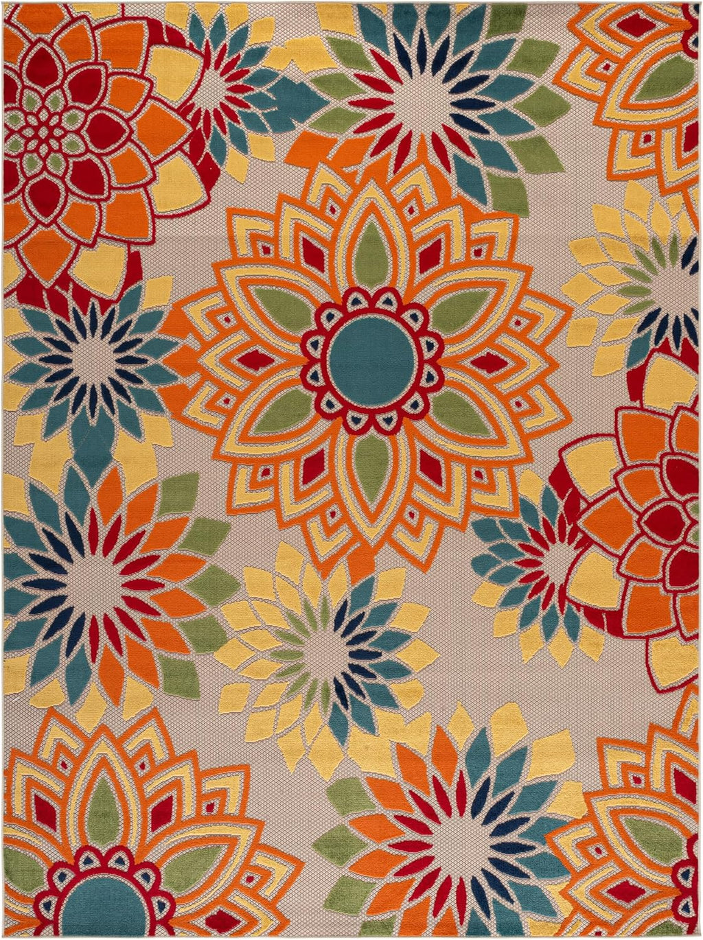 SAFAVIEH Washable Rug Outdoor Cabana Collection - 8' x 10', Ivory & Orange, Non-Shedding & Easy to Clean, Ideal for Patio, Backyard, Mudroom (CBN328A)