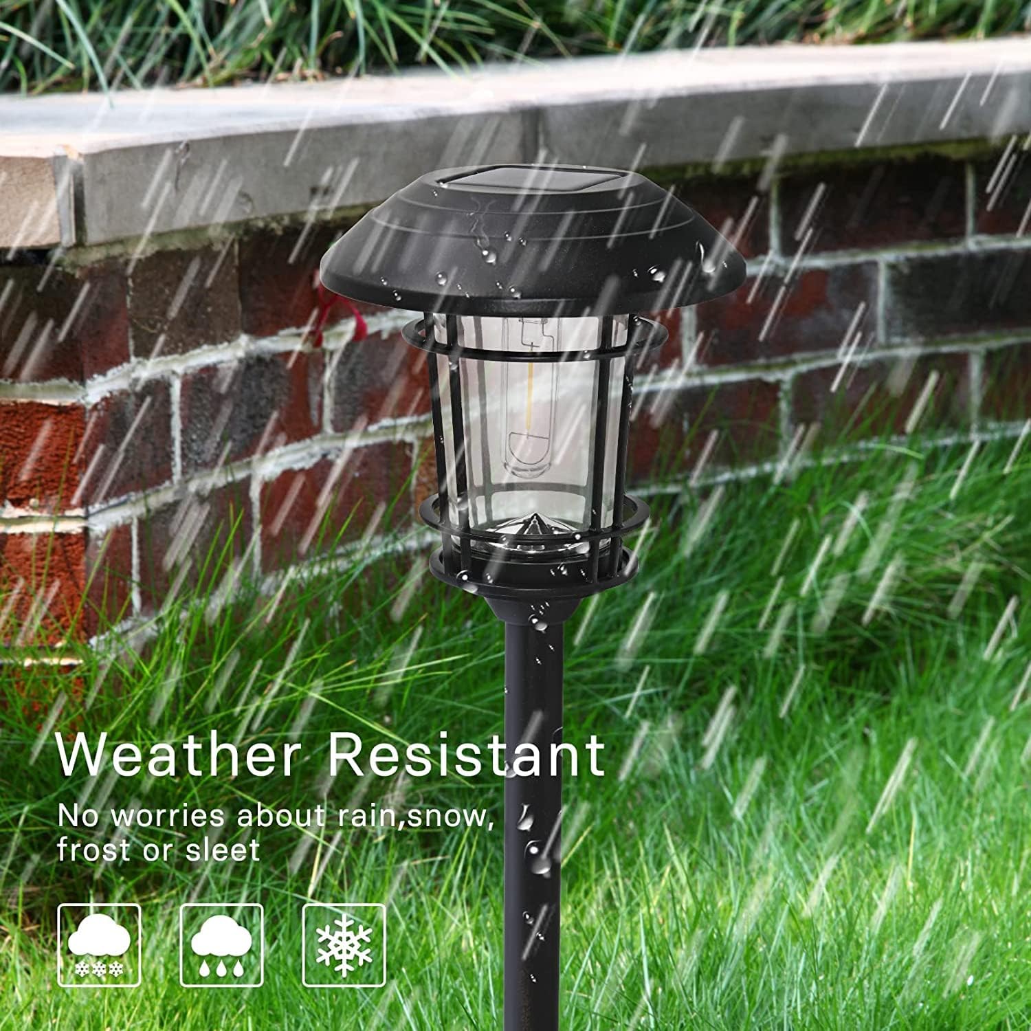 Grand patio Solar Outdoor Lights, 10 Pack, Glass Light Metal Pathway Light, Waterproof Landscape Lighting, Automatic Dusk and Dawn Sensor (Slate Gray)