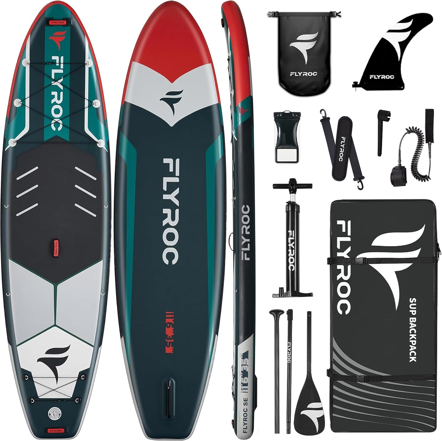 11'6x35'' Extra Wide Inflatable Paddle Board, 450lb Capacity Stand Up Paddle Board for Adults (x3), Stable Inflatable SUP, All Skill Levels, 3 Handles, 100L Backpack, 3PCS Paddle, 5L Dry Bag