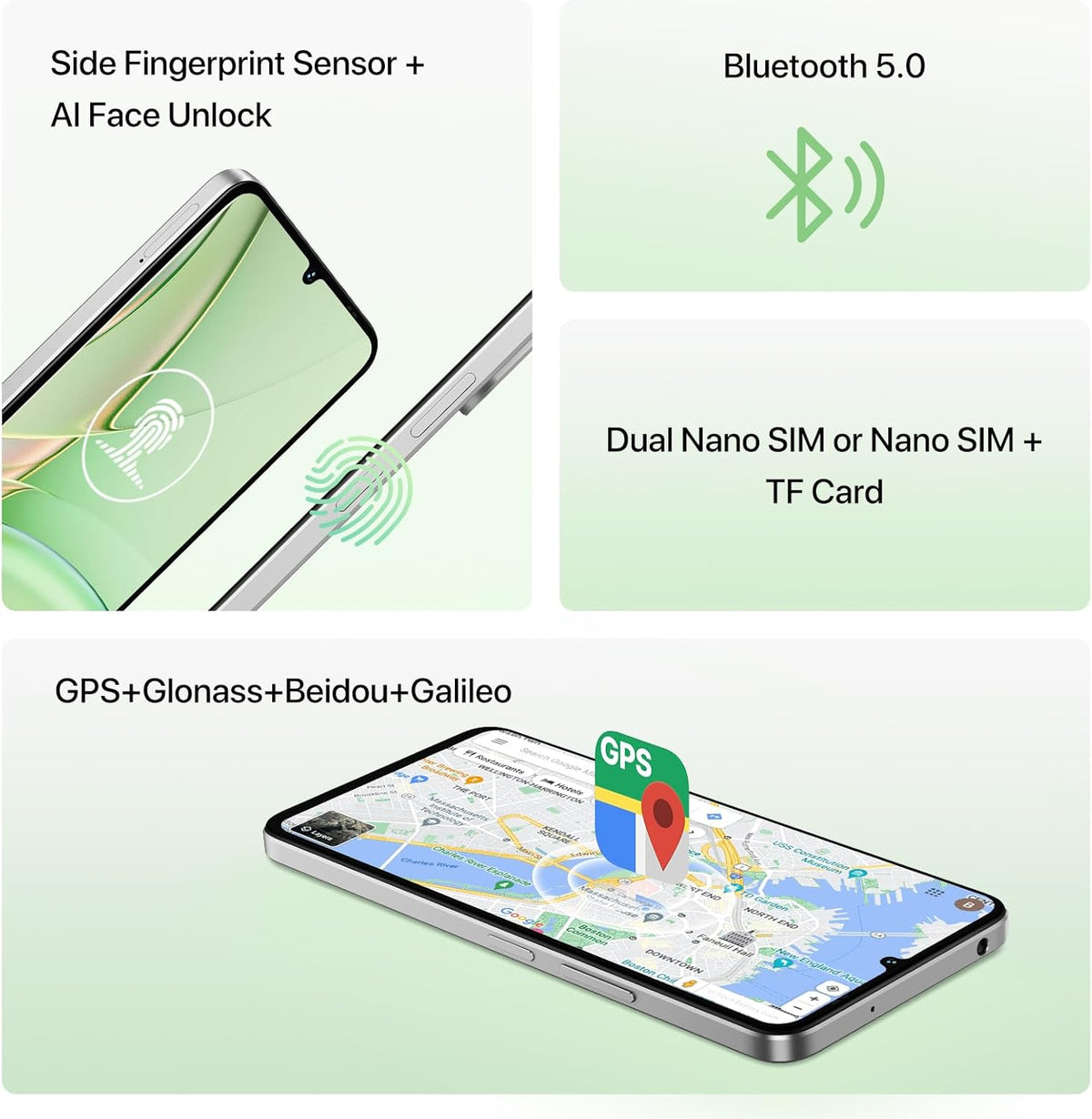UMIDIGI Unlocked Phone,G9T Android 14 Cell Phone,8(4+4)+256GB 1TB Octa-Core,6.75" HD+ Smartphone,5000mAh,AI Face & Fingerprint Unlock,4G Dual SIM Phone,GPS,FM Radio,Unlocked Android Phones