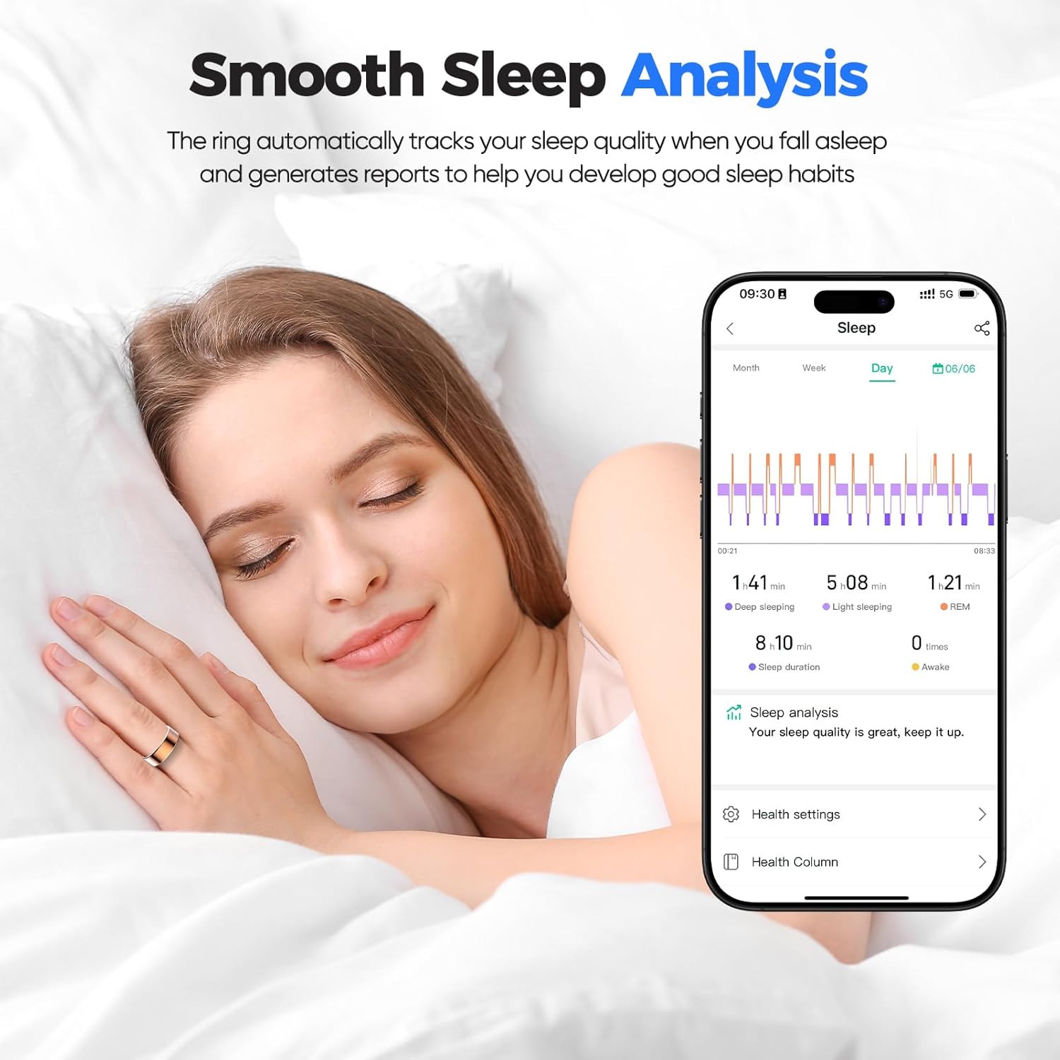 Smart Ring Health Tracker - IP68 Water Resistance, Sleep & Exercise Monitoring, iOS & Android Compatible, Long Lasting Battery Life, No Subscription Required, Unisex for Women & Men (Black, 12)
