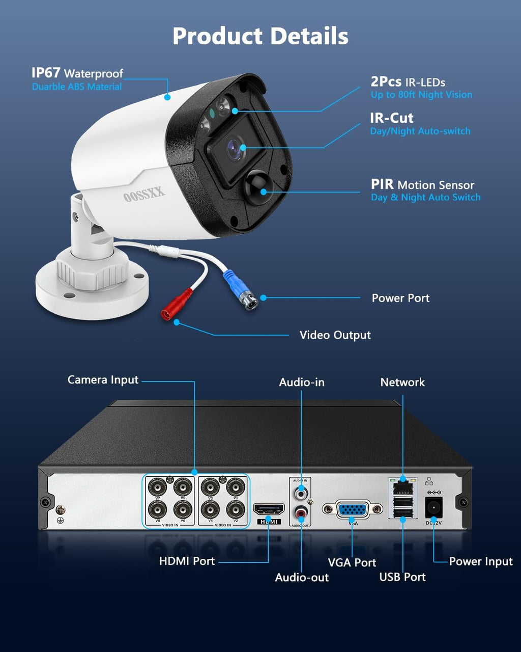 Outdoor Wired Security Camera System Home Video Surveillance Cameras Systems