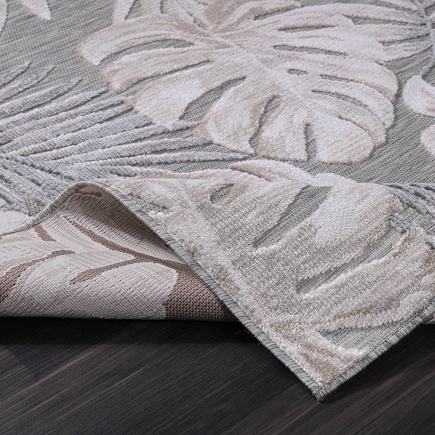 CAMILSON Indoor Outdoor Rug, Beige 6'x9' Leaf Tropical Botanical Area Rugs for Indoor and Outdoor patios, Easy-Cleaning Non-Shedding Living Room, Garden and Kitchen Washable Outside Carpet (6x9)