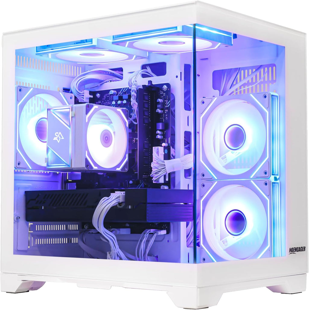Gaming PC Desktop, AMD Ryzen 5 5500 6-Core 3.6GHz, RX 6500 XT 4GB, 16GB DDR4 RAM, 1TB NVMe SSD, Software-Controlled Lighting, Windows 11, Prebuilt Gaming Computer for 1080p Gaming & Streaming, White
