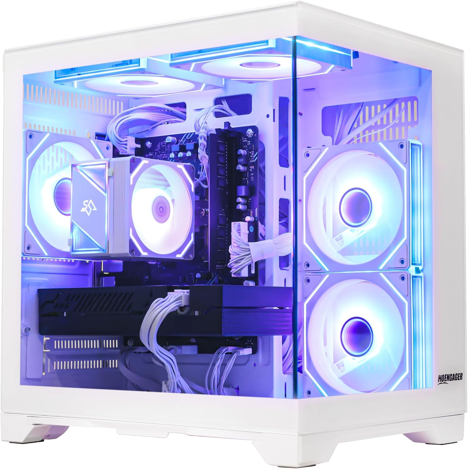 Gaming PC Desktop, AMD Ryzen 5 5500 6-Core 3.6GHz, RX 6500 XT 4GB, 16GB DDR4 RAM, 1TB NVMe SSD, Software-Controlled Lighting, Windows 11, Prebuilt Gaming Computer for 1080p Gaming & Streaming, White