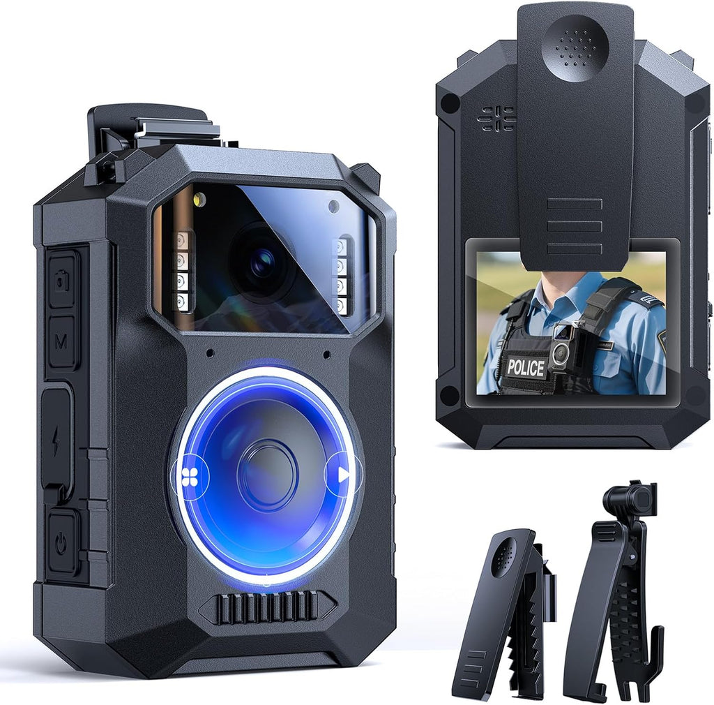 BOBLOV M11 Police Body Camera: 3.2K Body Camera with Big Button, 10Hrs HD Video Record, 8 IR Night Vision, Compatible with Windows & Mac, Wearable Body Cam for Law Enforcement & Personal Use
