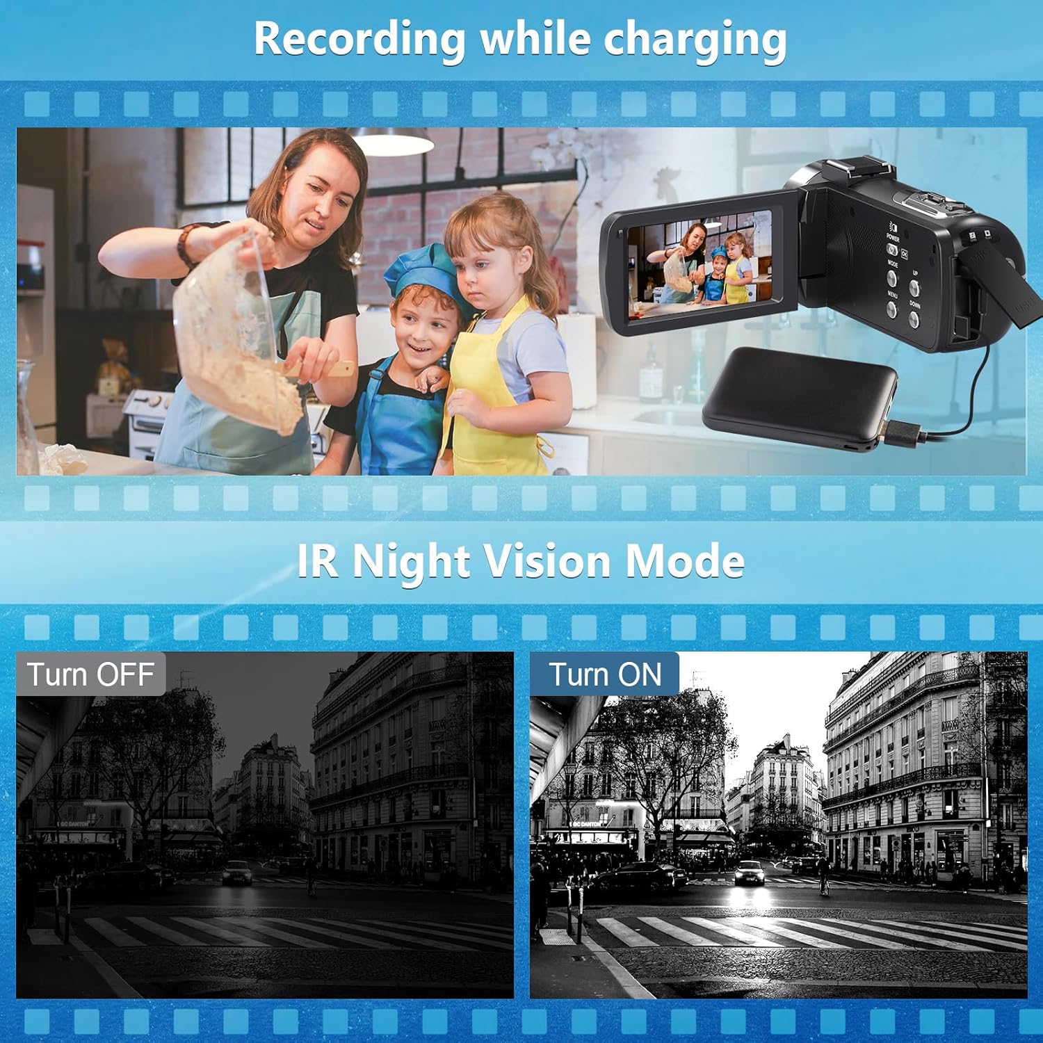 4K Camcorder Video Camera HD 80MP 30FPS Vlogging Camera for YouTube IR Night Vision Camera 18X Digital Zoom 3.0 IPS Screen Video Recorder with 32GB SD Card, 2 Batteries, Remote Control, and Stabilizer
