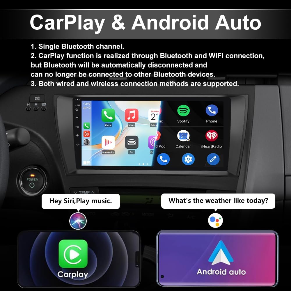 9 inch Car Radio for Toyota Prius 2010-2015, Android 13 Stereo with Wireless CarPlay Android Auto FM BT GPS SWC Backup Camera (4GB RAM+64GB ROM)