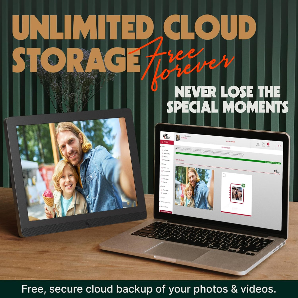 PixStar 15 inch Large Digital Frame WiFi | Free Unlimited Cloud | Share Videos and Photos by Email or App | Motion Sensor | Best USNews Digital Photo Frame 2024 | Large Electronic Picture Frame
