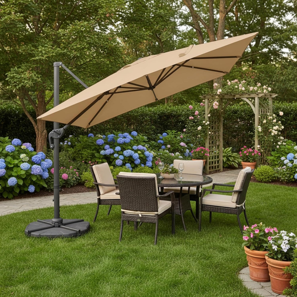 Garden Winds Reinforced RipLock 350 Replacement Canopy Top Cover Compatible with Sunnyglade 10' x 13' Umbrella Models B0854JD5G9, B09M8DPPSR, B09M8GTJDT, B0854CDCY4, B0854CDCY4 - Beige