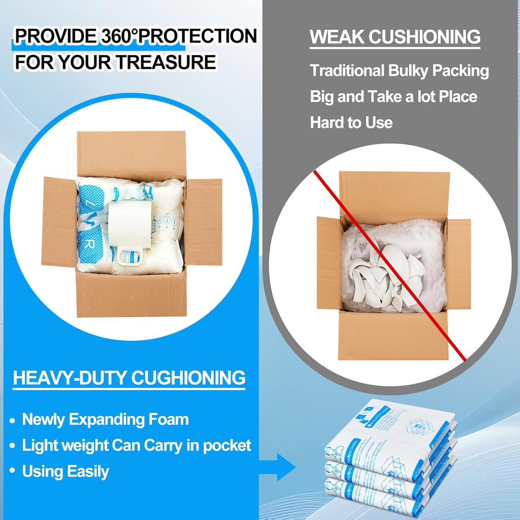 Pangda 32 Pcs 10 × 10 Inch Expanding Foam Packaging for PC & Irregular Shaped Items Shockproof Expandable Packing Foam, Protective Computer Shipping Material for Electronics & Fragile Devices