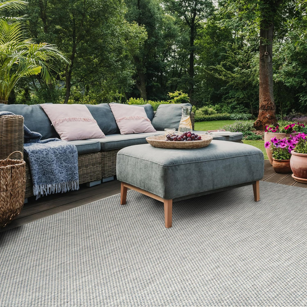 SAFAVIEH Courtyard Collection 8' x 10' Grey/Navy CY8521 Indoor/ Outside Waterproof Easy cleansingPatio Backyard Mudroom Area Mat