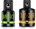 2-Piece Impact Socket Adapter & Reducer Set, 1/2"F to 3/8"M & 3/8"F to 1/2"M, with Paint-Filled Markings, CR-MO Steel for Impact Wrenches