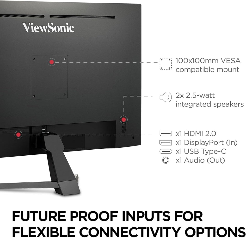 ViewSonic VX3267U-4K 32 Inch 4K Monitor, IPS Display with 65W USB-C and HDR10 for Ultimate Home Entertainment, Eye Care Technology, Ultra-Thin Bezels, HDMI, and DisplayPort Inputs