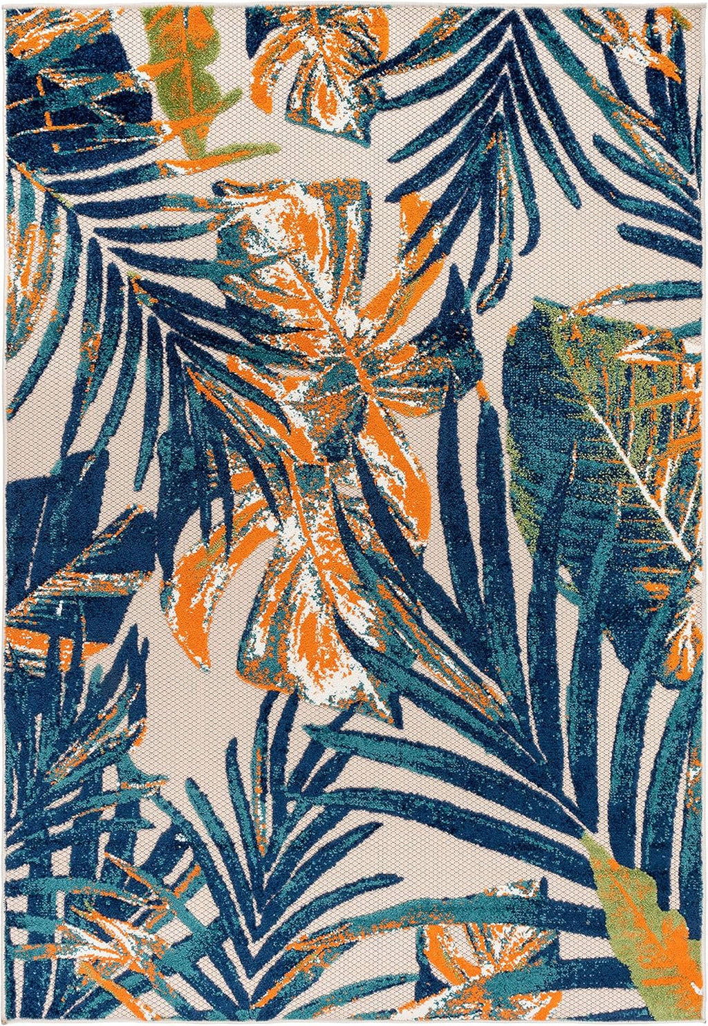 Rugshop Tropical Floral Leaves Indoor/Outdoor Area Rug Durable Polypropylene, Non-Shedding, Easy to Clean, Perfect for Patio, Backyard, Deck and Outdoor Lounge High Traffic Areas, 10' x 14'