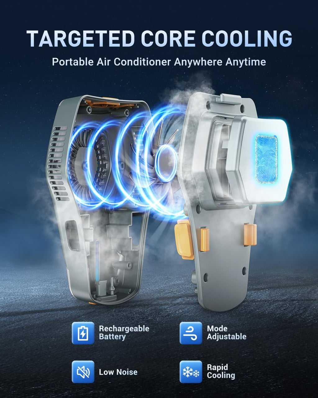 Portable Cooling Vest with Battery, Wearable Cooler with Chest Pack, Lightweight Heat Relief Gear