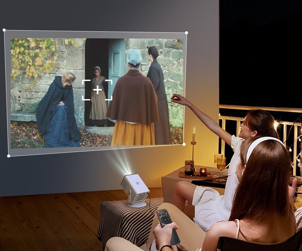HP MC400 Mini Portable Smart Projector with WiFi and Bluetooth, Short Throw 4K Support & 1080P, Wireless Screen Mirroring, Built-in App & Speaker, USB-C Powered for Home Theater and Outdoor Movies