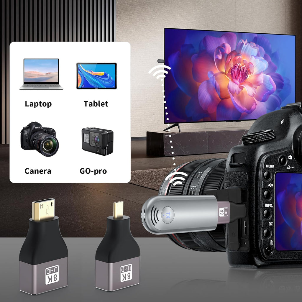 TPUFO Wireless HDMI Transmitter and Receiver, Plug & Play Portable 2.4G/5G Wireless HDMI Extender Kit for Streaming Video and Audio to Monitor from Laptop/PC/TV Box/Projector