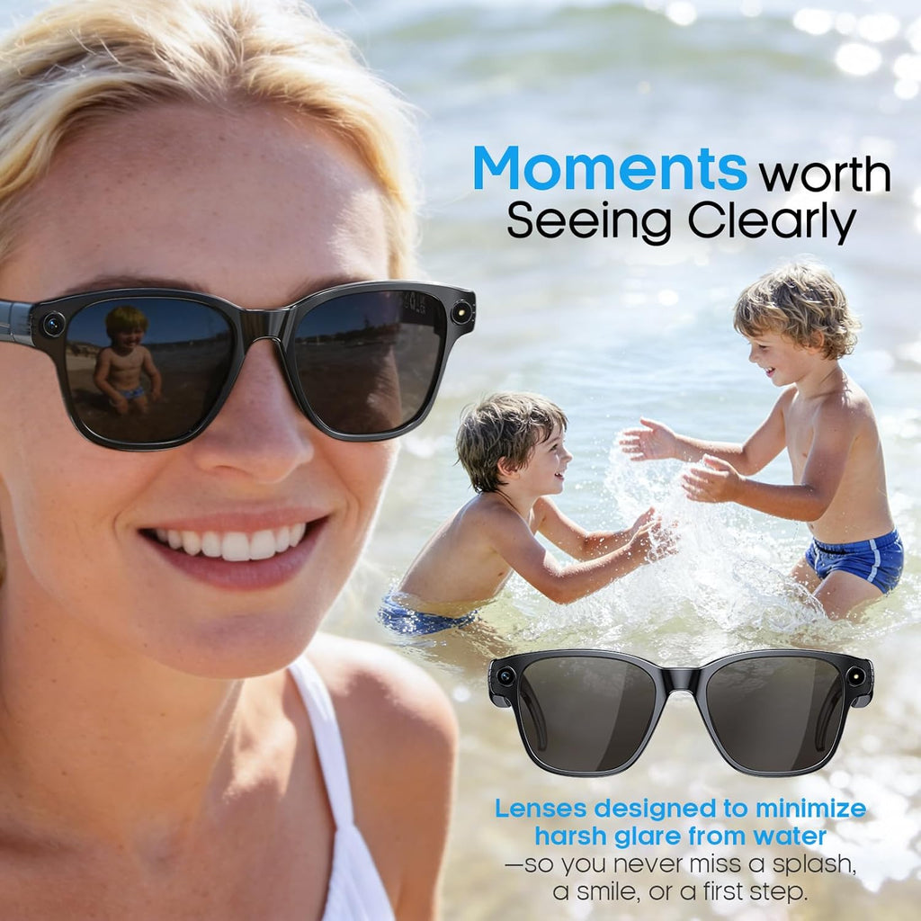 Nemheng AI Smart Glasses with 800mp Camera – Real-Time Translation in 139 Languages,1200p Video Recording,Open-Ear Audio,Object Recognition for iOS Android