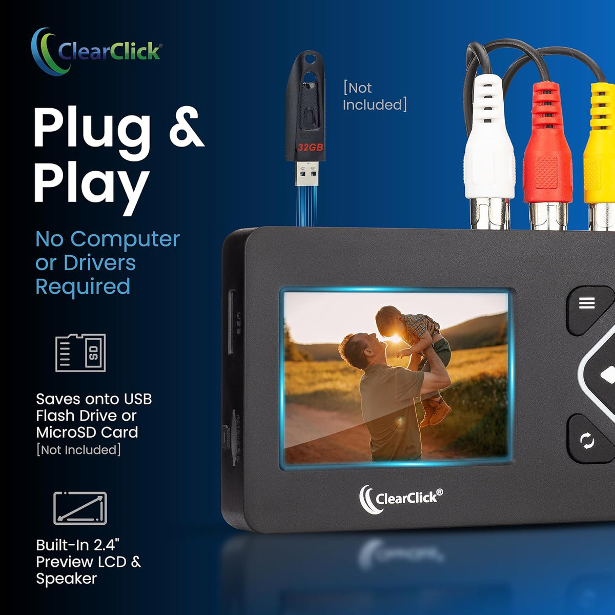 ClearClick Video to Digital Converter 2.0 (Second Generation) Mini Edition - Record Video from VCR's, VHS Tapes, AV, RCA, Hi8, Camcorder, DVD, Gaming Systems Requires Working VCR/Camcorder & Tapes