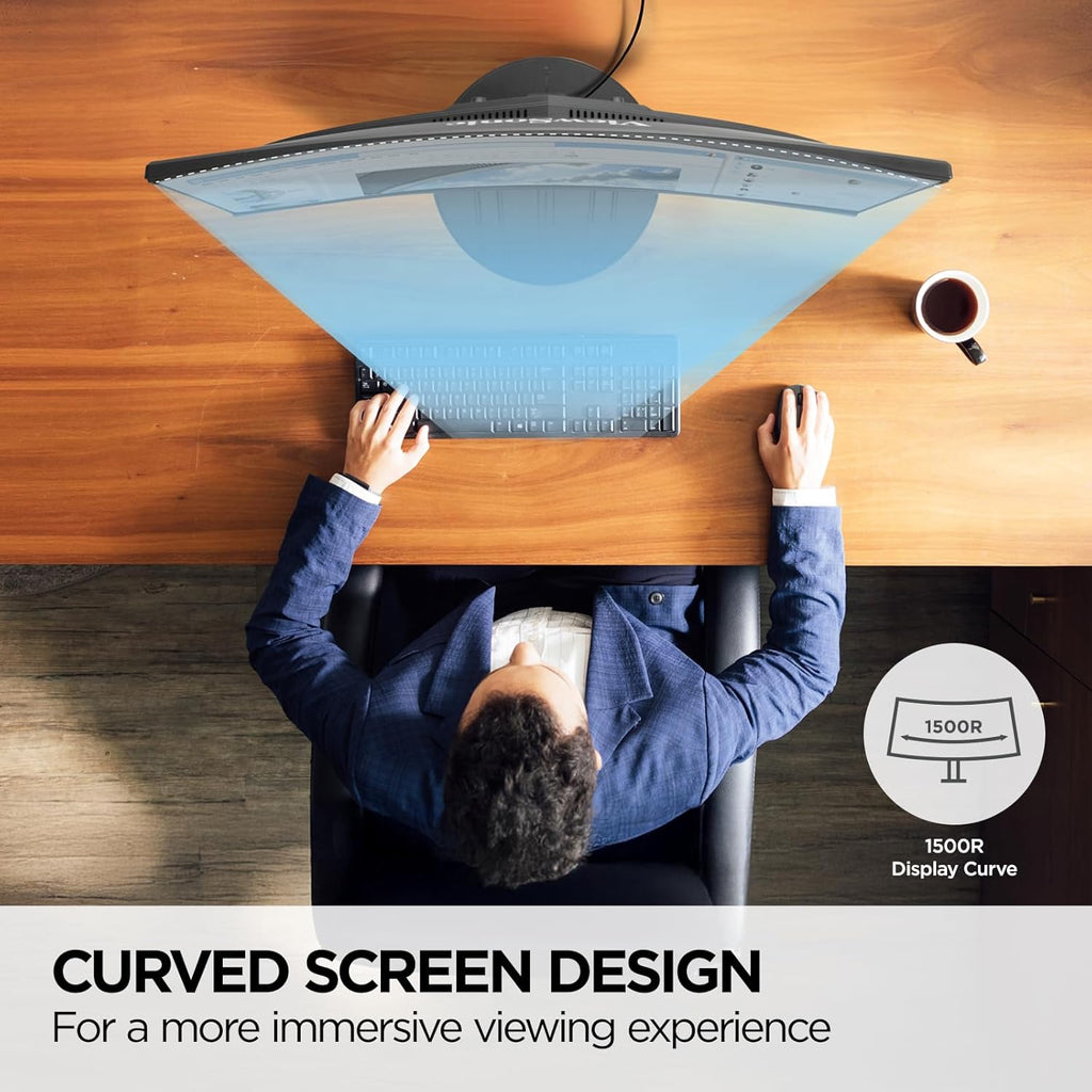 ViewSonic VA2416C 24 Inch 1080p Curved Monitor, Frameless Design with Variable Refresh Rate for Home Entertainment, HDMI, and DisplayPort Inputs