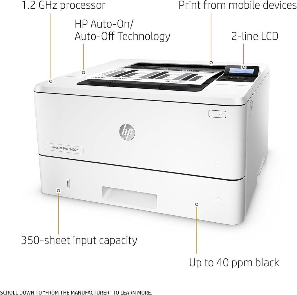 HP Laserjet Pro M402n Monochrome Printer, (C5F93A) (Renewed)