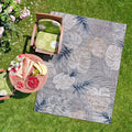 CAMILSON Indoor Outdoor Rug, Blue 7'10”x10' Leaf Tropical Botanical Area Rugs for Indoor and Outdoor patios, Easy-Cleaning Non-Shedding Living Room, Garden and Kitchen Washable Outside Carpet (8x10)