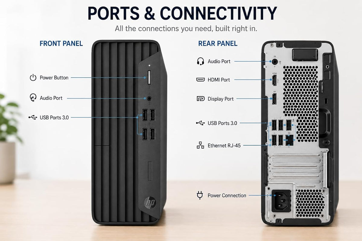 HP ProDesk G7 SFF Desktop Computer, Intel Processor, Dual 4K Display Support| 8GB RAM, 512GB SSD| WiFi| Bluetooth| HDMI, USB, RJ-45| Windows 11 Pro| Wired Keyboard & Mouse| Business & Personal Use
