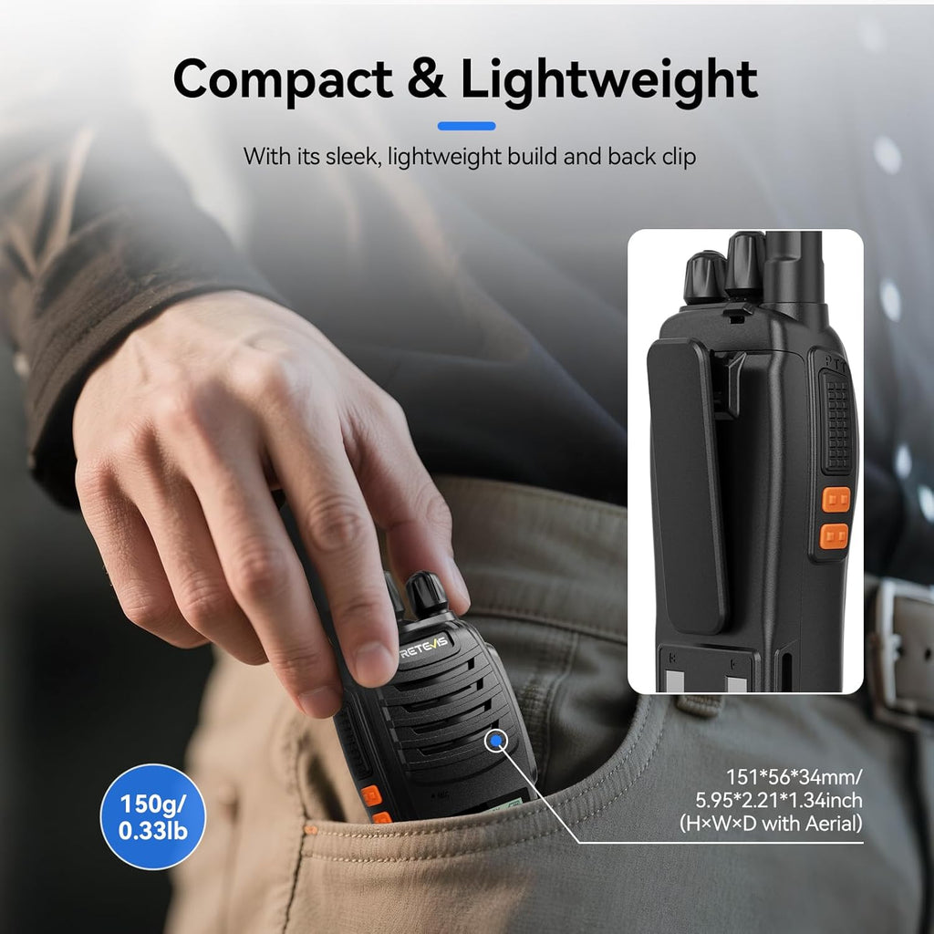 Retevis H777D Walkie Talkies Long Range with LCD Screen, USB -C Charging, Portable FRS Two Way Radios for Adults, Handsfree, Durable Walkie Talkie for Restaurant Retail Warehouse School(10 Pack)