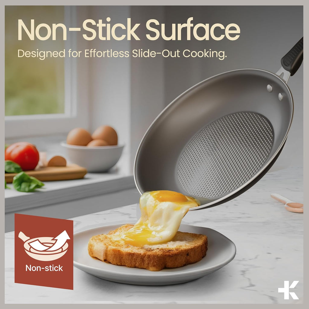 Pots and Pans Set, 23-Piece Non Stick Cookware & Bakeware Sets with Plaid Pattern, Stackable Design, Dishwasher Safe, Stain-resistant, Oven & All-Stove Safe, Tempered Glass Lid, Black