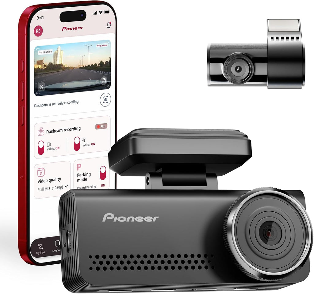 Pioneer VREC-Z820DC Dual Dash Cam Front and Rear Car Camera - Premium 4K Camera, AI-ISP Starvis Night Vision, 139 Degree Wide Lens, ADAS Safety Alerts, Built in GPS, Impact Detection, 24/7 Coverage