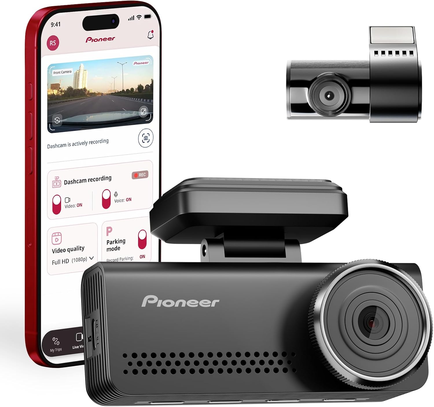 Pioneer VREC-Z820DC Dual Dash Cam Front and Rear Car Camera - Premium 4K Camera, AI-ISP Starvis Night Vision, 139 Degree Wide Lens, ADAS Safety Alerts, Built in GPS, Impact Detection, 24/7 Coverage