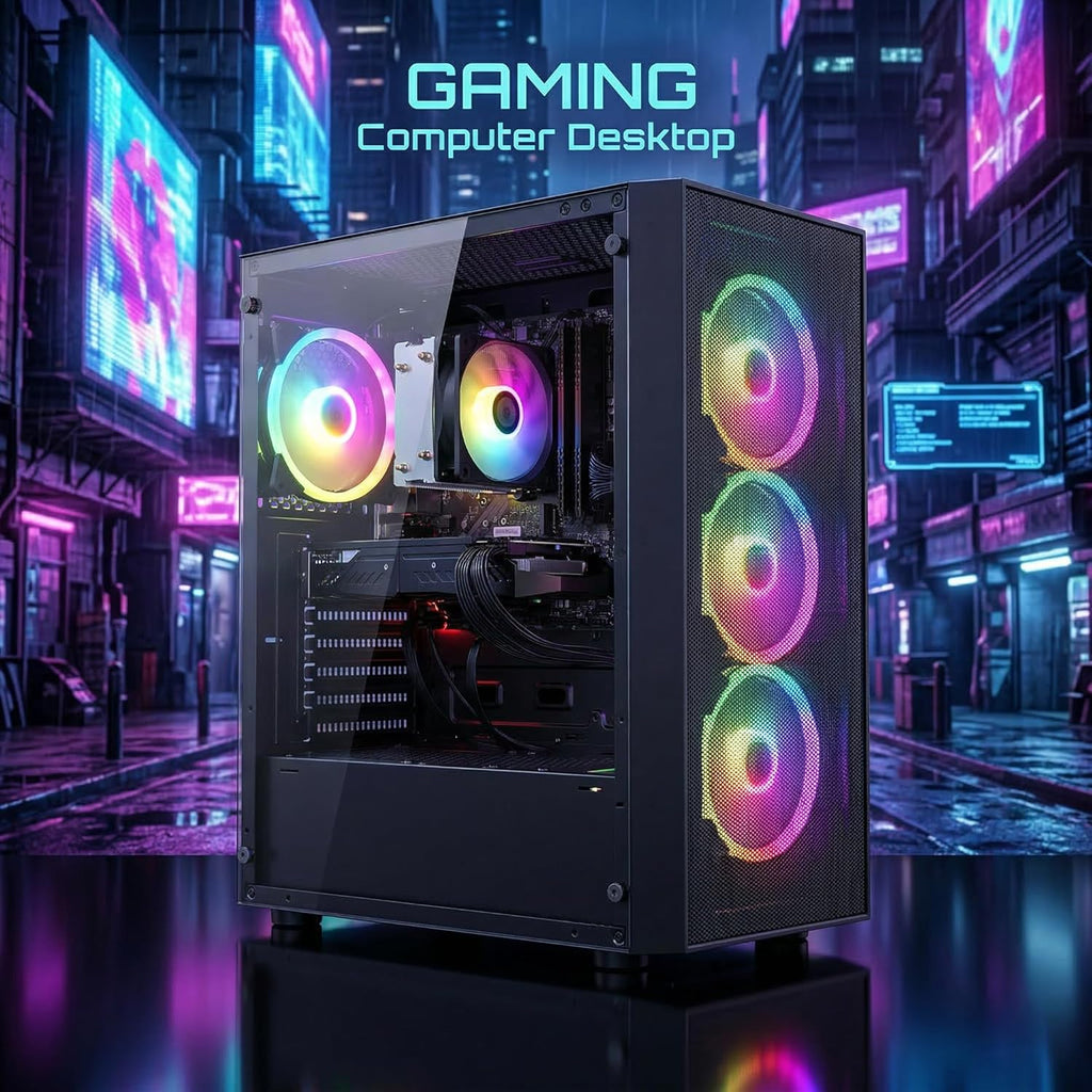 STGAubron Gaming PC Computer Desktop, AMD Ryzen 7 5700G up to 4.6G, GeForce RTX 2060 6G, 16G DDR4, 1T SSD, WiFi 6, BT 5.2, RGB Fan x4, Windows 11 Home