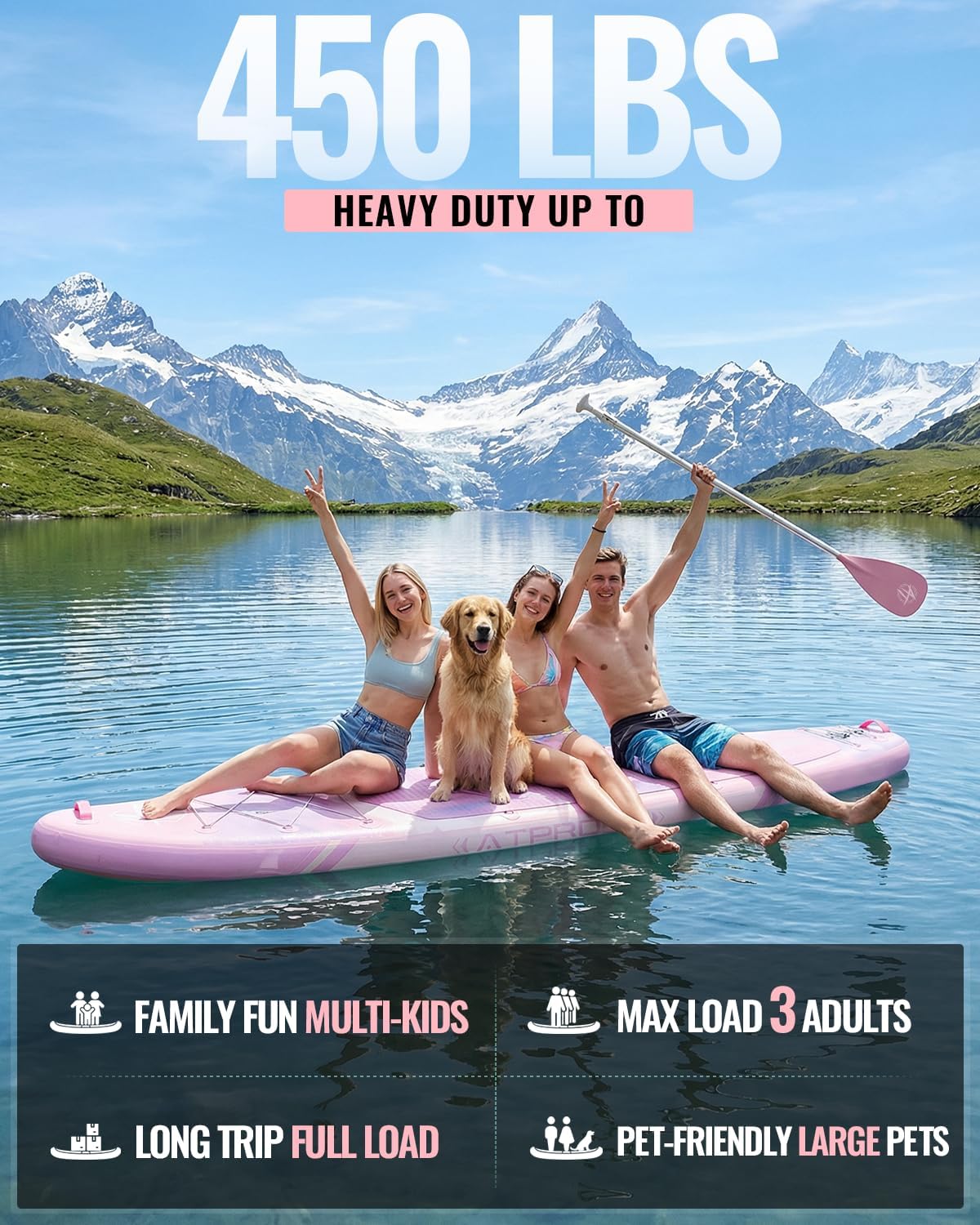 11'6"x35" Inflatable Paddle Board, 450lbs Extra Wide Stand Up Paddleboard for Adults with Premium SUP Accessories Kit & Backpack, Blow Up Kayak Non-Slip Stable Deck Boat for Yoga Fishing Surf