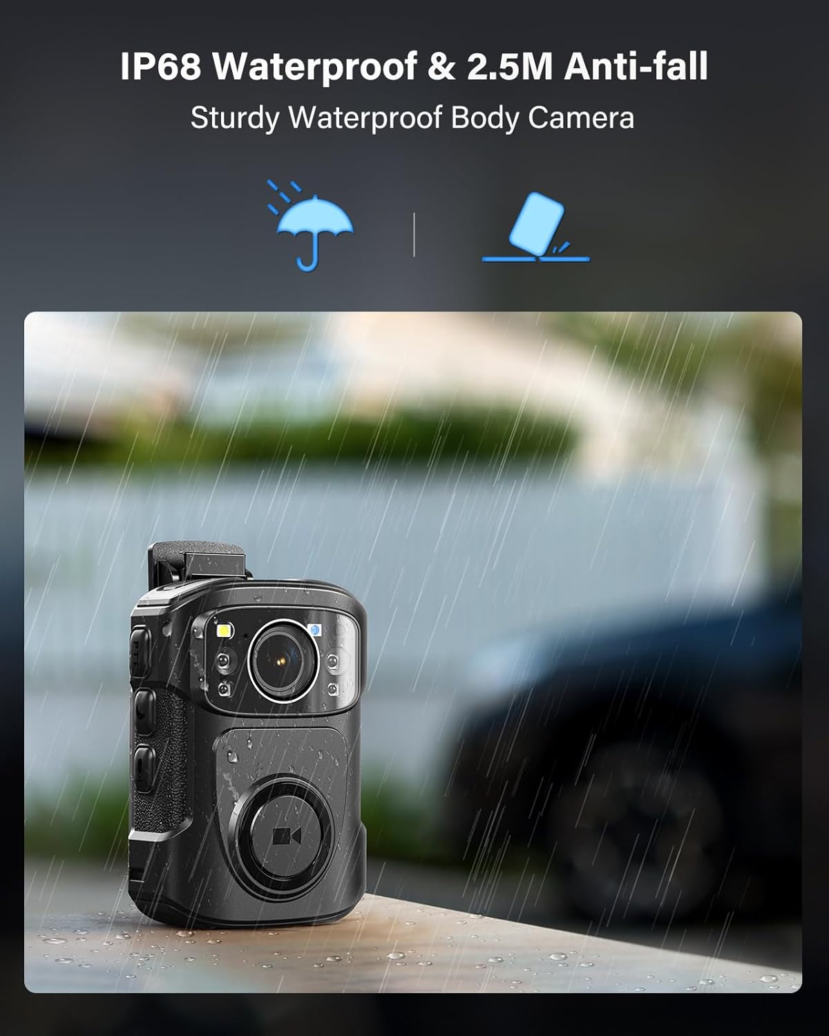 BOBLOV B4K5 4K Body Camera, 3400mAh IP68 Waterproof GPS Police 128GB Body Cams for 11Hrs(1080P Only) Video Record, Provide Charging Dock, Night Vision Video Camcorder for Personal, Guard Civilians