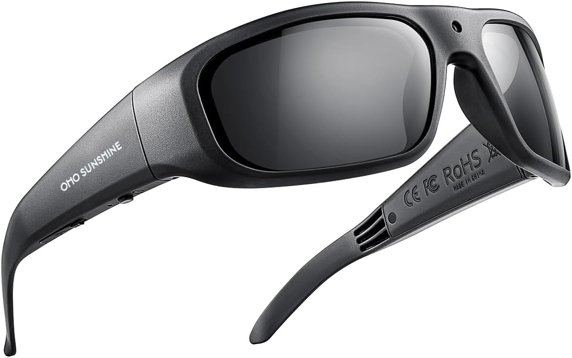 OHO Ultra-Thin Lightweight Sports Camera Sunglasses, 24MP Camera, 1080P Video, Water Resistant UV400 Lens