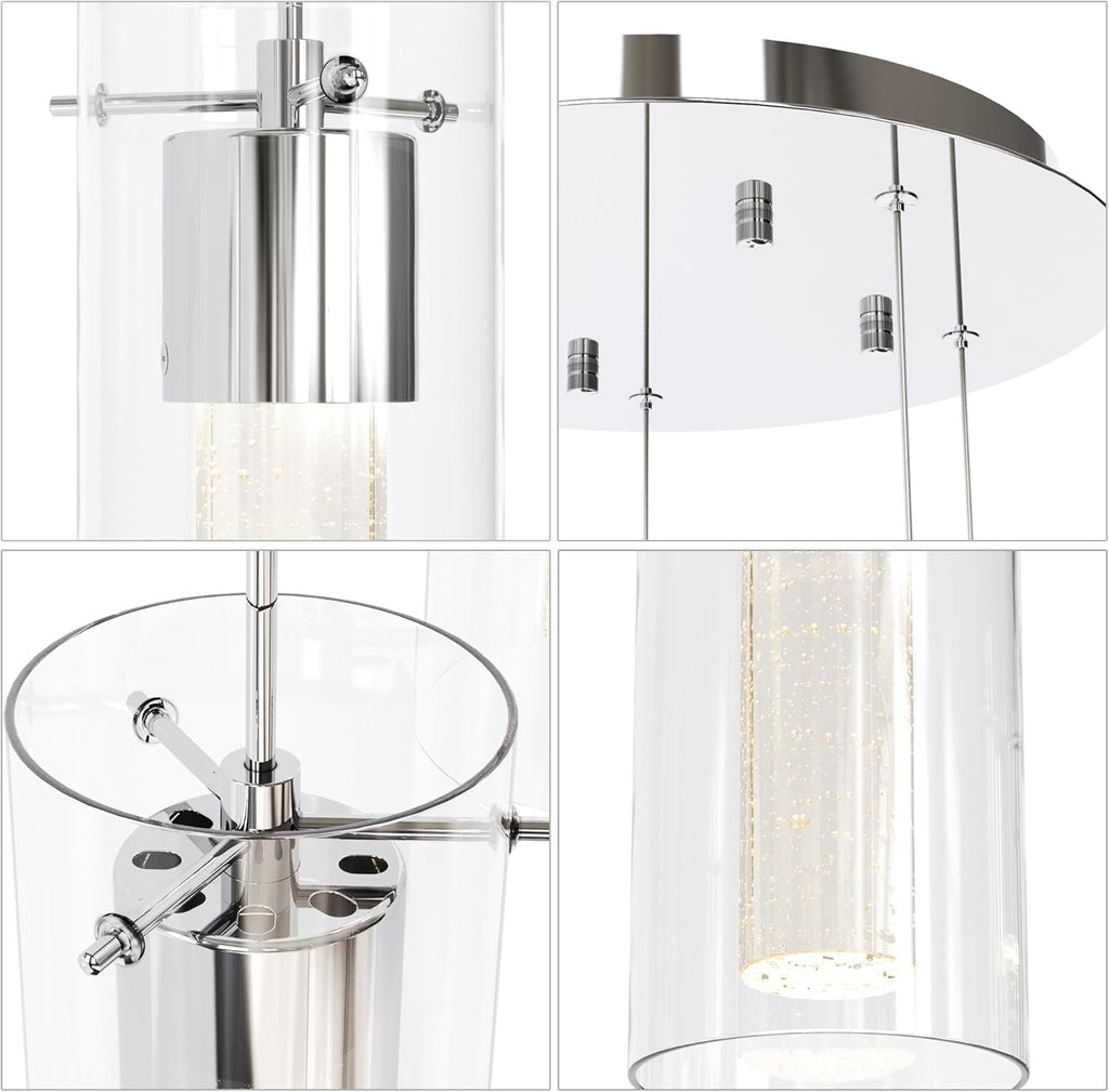 Tawson Alice 5-Light Chandelier Pendant Ceiling Light, Integrated Led and Bubble Glass, for Kitchen Island, Hallway, Entryway, Passway, Dining Room, Bedroom, Balcony Living Room