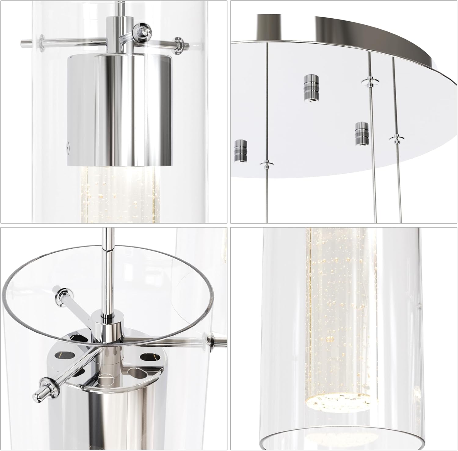 Tawson Alice 5-Light Chandelier Pendant Ceiling Light, Integrated Led and Bubble Glass, for Kitchen Island, Hallway, Entryway, Passway, Dining Room, Bedroom, Balcony Living Room