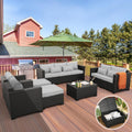 Rattaner Patio Furniture Sets 7 Pieces Outdoor Furniture Sectional Patio Couches Set with Storage Table Light Grey Cushions